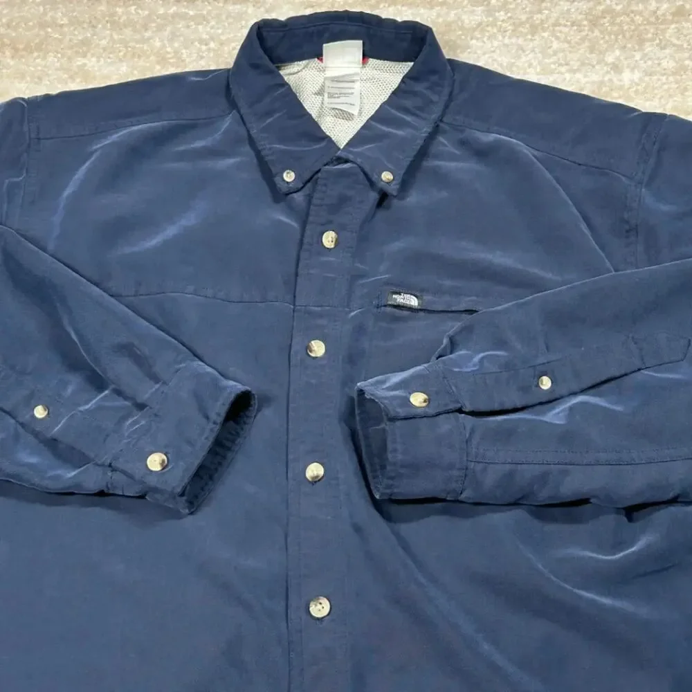 The North Face Mens Work Shirt Long Sleeve  Navy Button Up  Outdoor